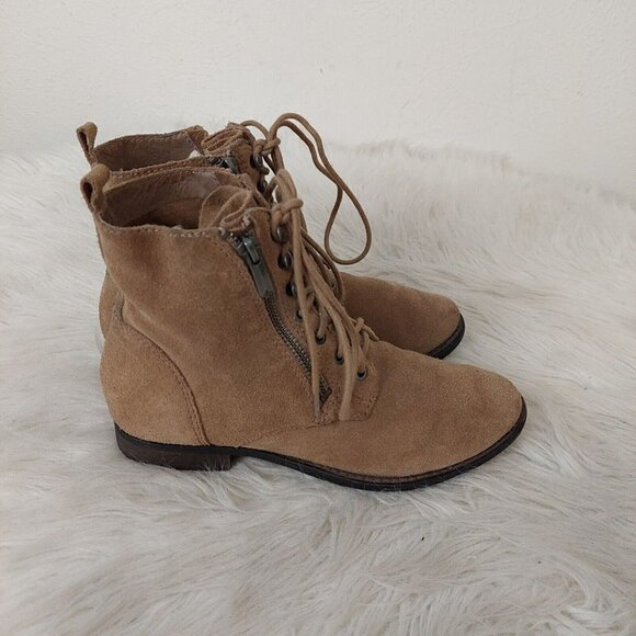 Sam Edelman Mackay Womens Size 6 Ankle Boots Brown Nubuck Side Zip Combat Style - Picture 5 of 11